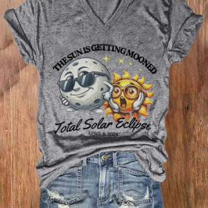 Women's The Sun Is Getting Mooned Total Solar Eclipse April 8, 2024 Print T-shirt, T-shirts, Lilicloth.com