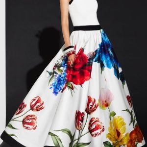 Elegant Floral Loose Umbrella Skirt, Skirts, color:As Picture|size:XXL, Stylewe