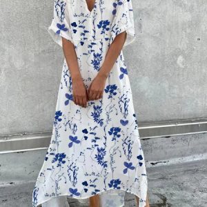 Casual V Neck Floral Dress, Maxi Dresses, Roselinlin - Online Catalog