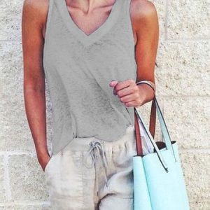 Women Solid Shift Casual Sleeveless Tank Top, Tank Tops & Camis, Roselinlin - Online Catalog