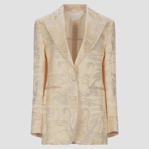 Acne Studios Beige/Yellow Patterned Linen-Blend Blazer S (EU 36), Coats & Jackets - Luxury Closet catalog