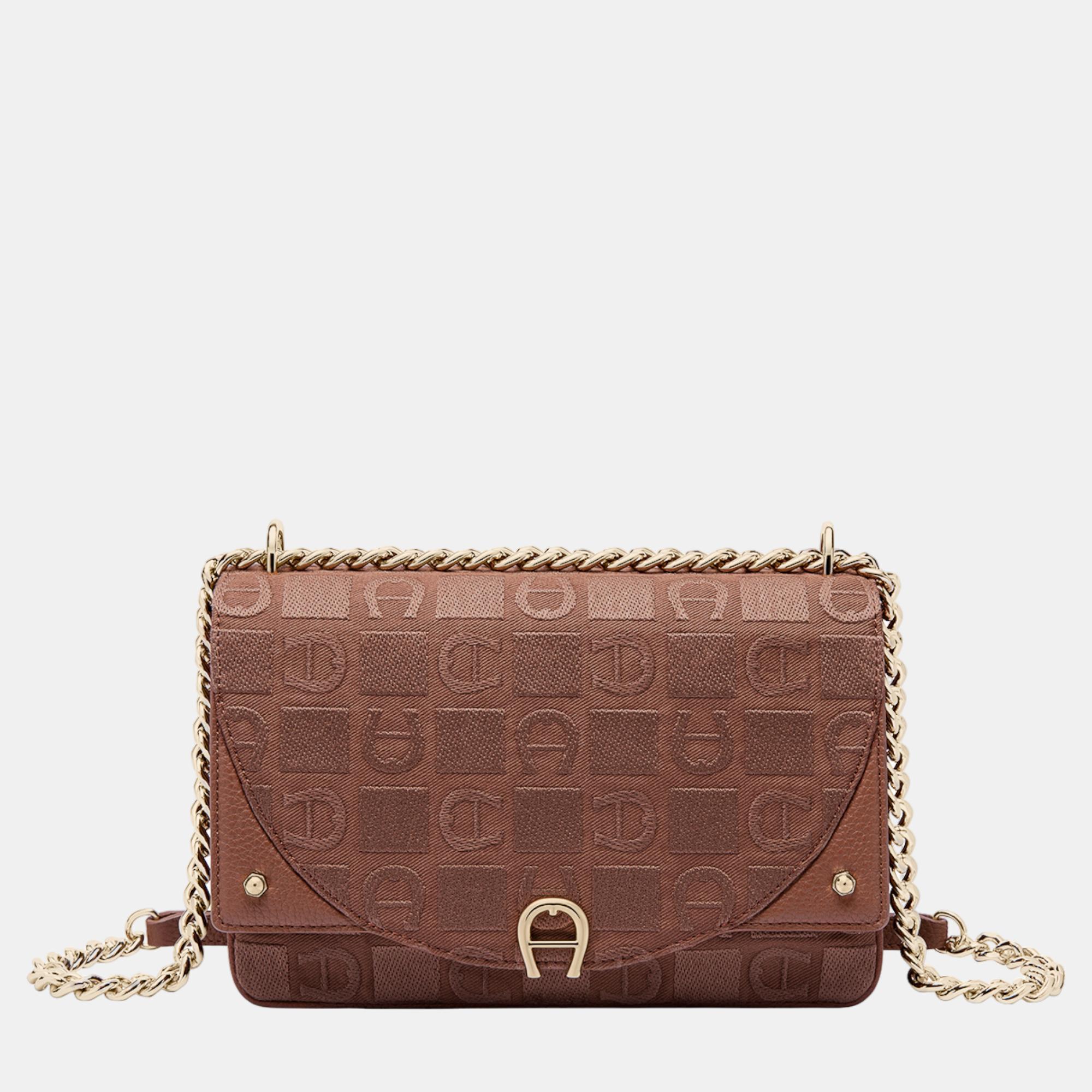 Aigner Demi Brown shiny light gold Metal Griffata Crossbody bag Demi Brown, Shoulder Bags - Luxury Closet catalog
