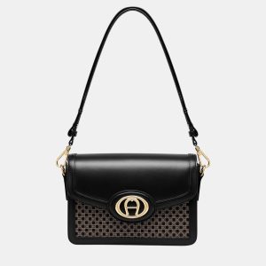 Aigner Dadino Brown shiny light gold Metal Luisa Crossbody bag Dadino Brown, Handbags - Luxury Closet