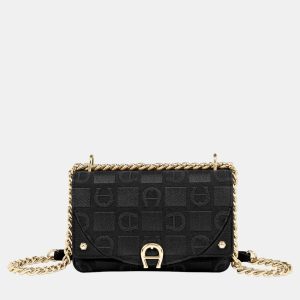 Aigner Black shiny light gold Metal Griffata Mini Bag Black, Shoulder Bags - Luxury Closet