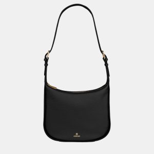 Aigner Black shiny light gold Metal Ivy Hobo Bag Black, Shoulder Bags - Luxury Closet