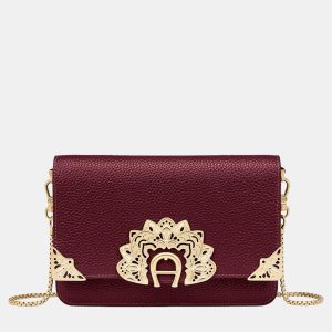 Aigner Burgundy shaking gold DIADORA Burgundy Bill and Card Case, Wallets & Money Clips - Luxury Closet catalog