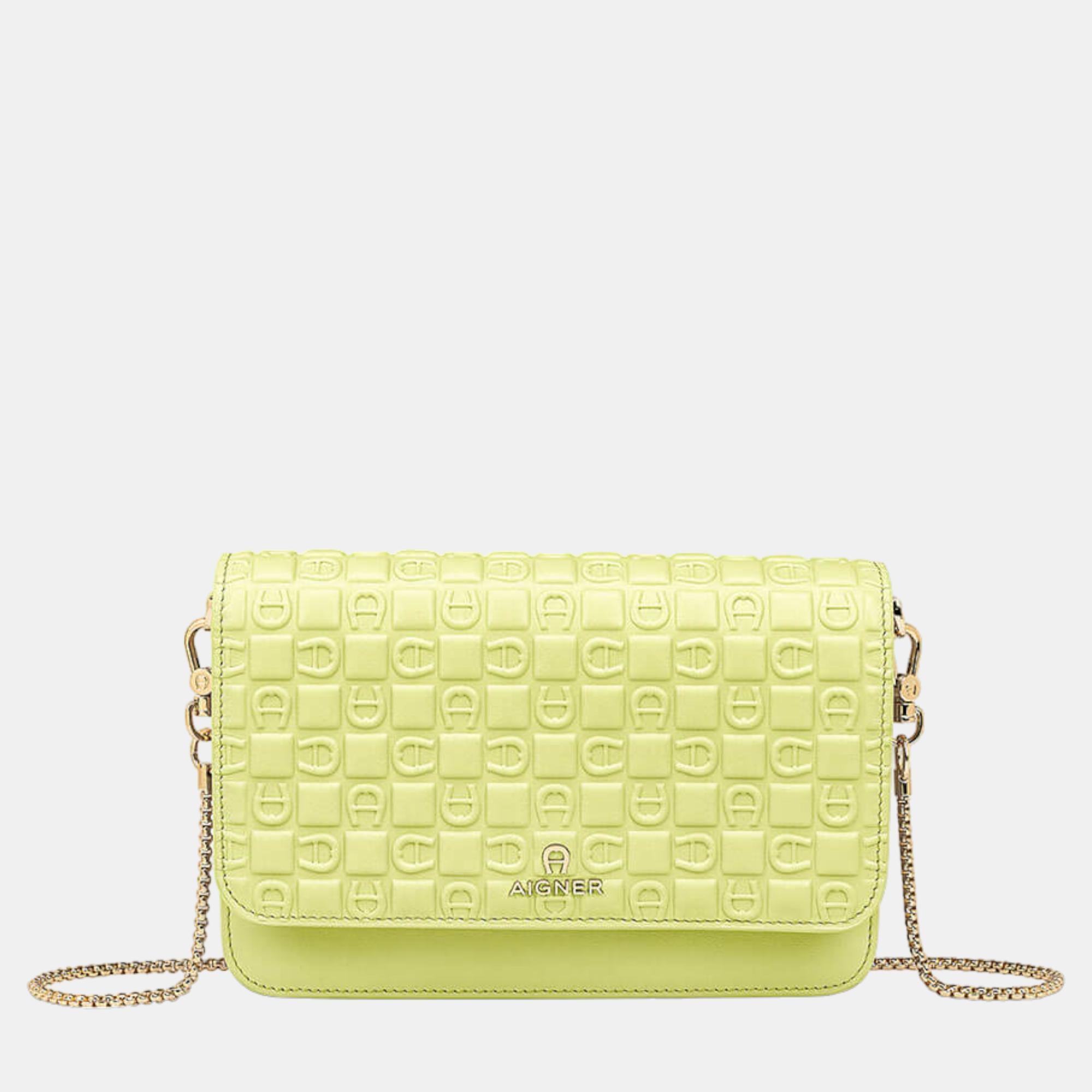 Aigner Fresh green shiny light gold Metal Fashion Wallet on Chain Fresh Green, Shoulder Bags - Luxury Closet catalog