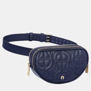 Aigner Deep blue shiny light gold Metal Diadora Deep blue Belt Bag S, Handbags - Luxury Closet