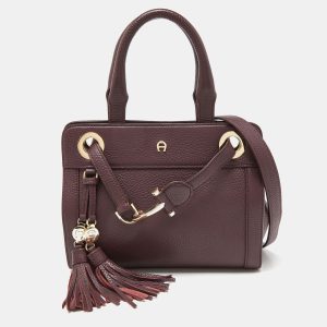 Aigner Plum Leather Cavallina Tote, Tote Handbags - Luxury Closet catalog