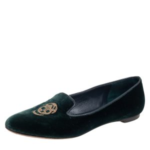 Alexander McQueen Green Velvet Skull Embroidered Smoking Slippers Size 37, Loafers & Slip-Ons - Luxury Closet catalog