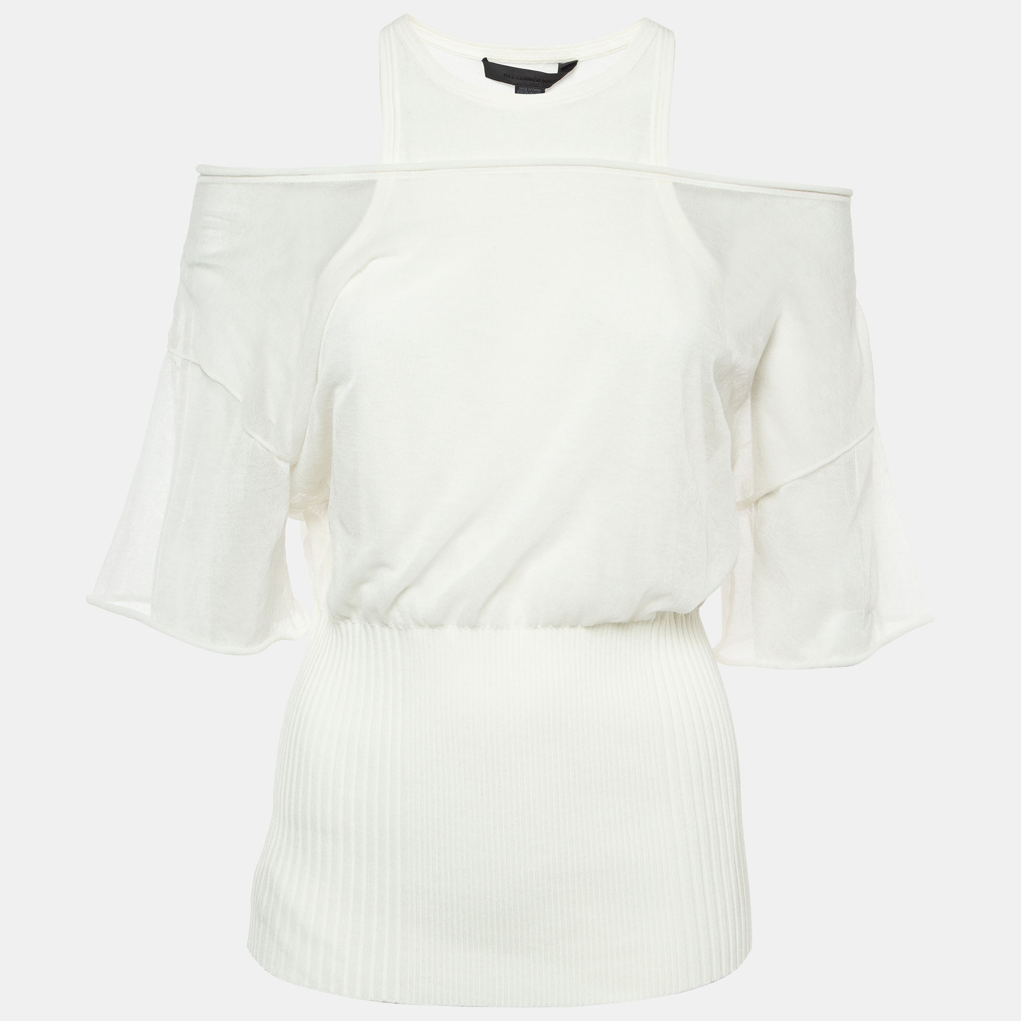 Alexander Wang Off-White Cotton knit Sheer Overlay Top L, Shirts & Tops - Luxury Closet