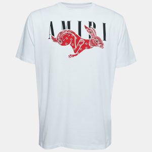 Amiri White Cotton Bandana Rabbit Logo Print T-Shirt M, Shirts & Tops - Luxury Closet catalog