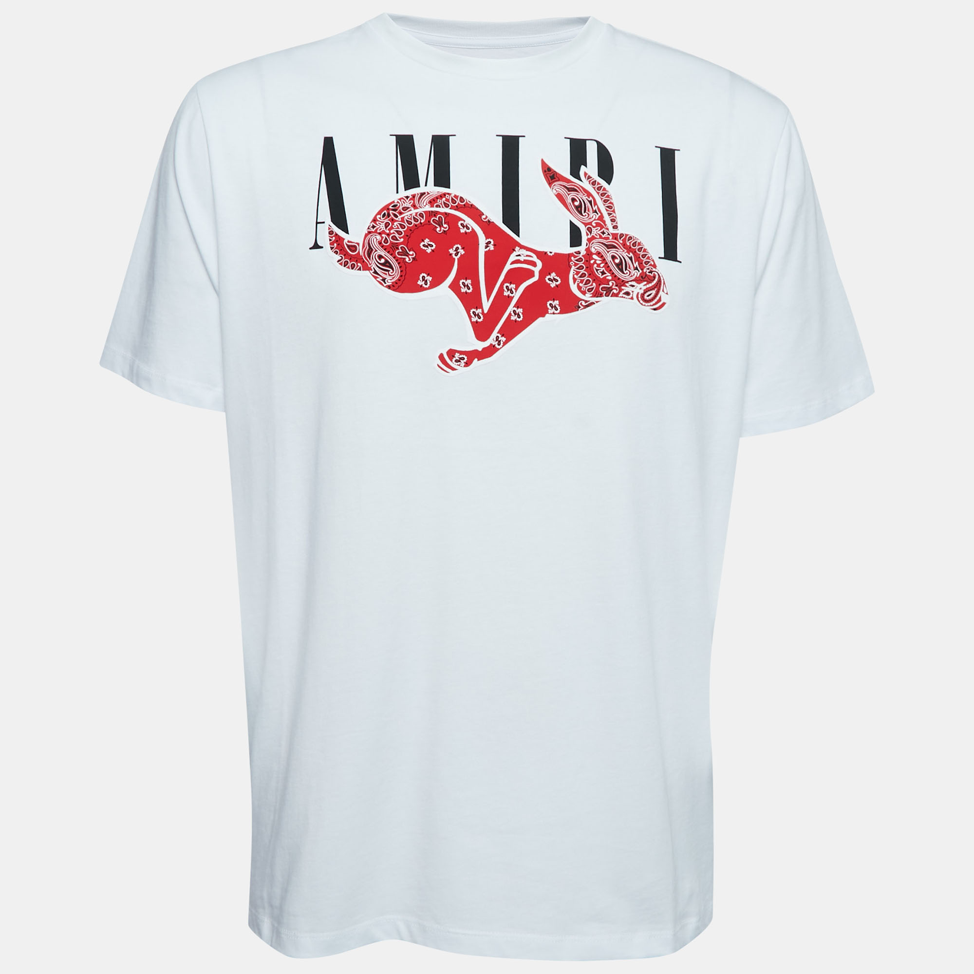 Amiri White Cotton Bandana Rabbit Logo Print T-Shirt M, Shirts & Tops - Luxury Closet catalog