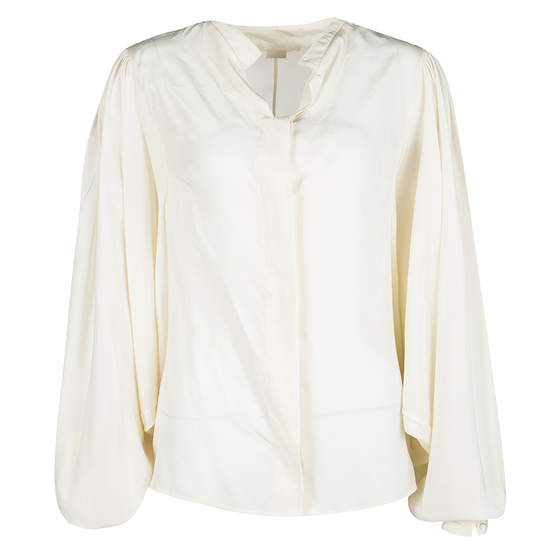 Antonio Berardi Cream Silk Bat Sleeve Detail Blouse M, Shirts & Tops - Luxury Closet