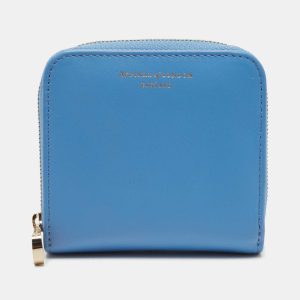 Aspinal Of London Light Blue Leather Zip Around Compact Wallet, Wallets & Money Clips - Luxury Closet catalog