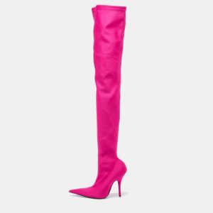 Balenciaga Pink Satin Knife Over The Knee  Boots Size 37, Boots - Luxury Closet catalog