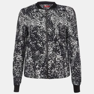 Boss By Hugo Boss Black/White Printed Cotton Blend Crinkled Bomber Jacket S, Coats & Jackets - Luxury Closet catalog