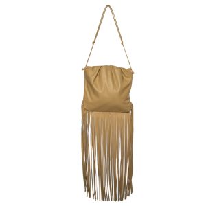 Bottega Veneta Beige Leather Fringe Pouch Hobo, Shoulder Bags - Luxury Closet