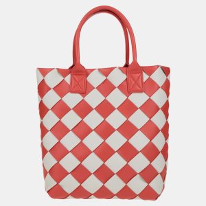Bottega Veneta Poppy Red/White Intrecciato Leather Cabat Tote, Tote Handbags - Luxury Closet catalog