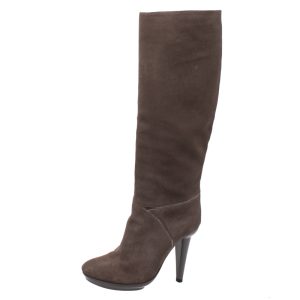 Bottega Veneta Grey Suede Mid Calf Boots Size 38.5, Boots - Luxury Closet catalog