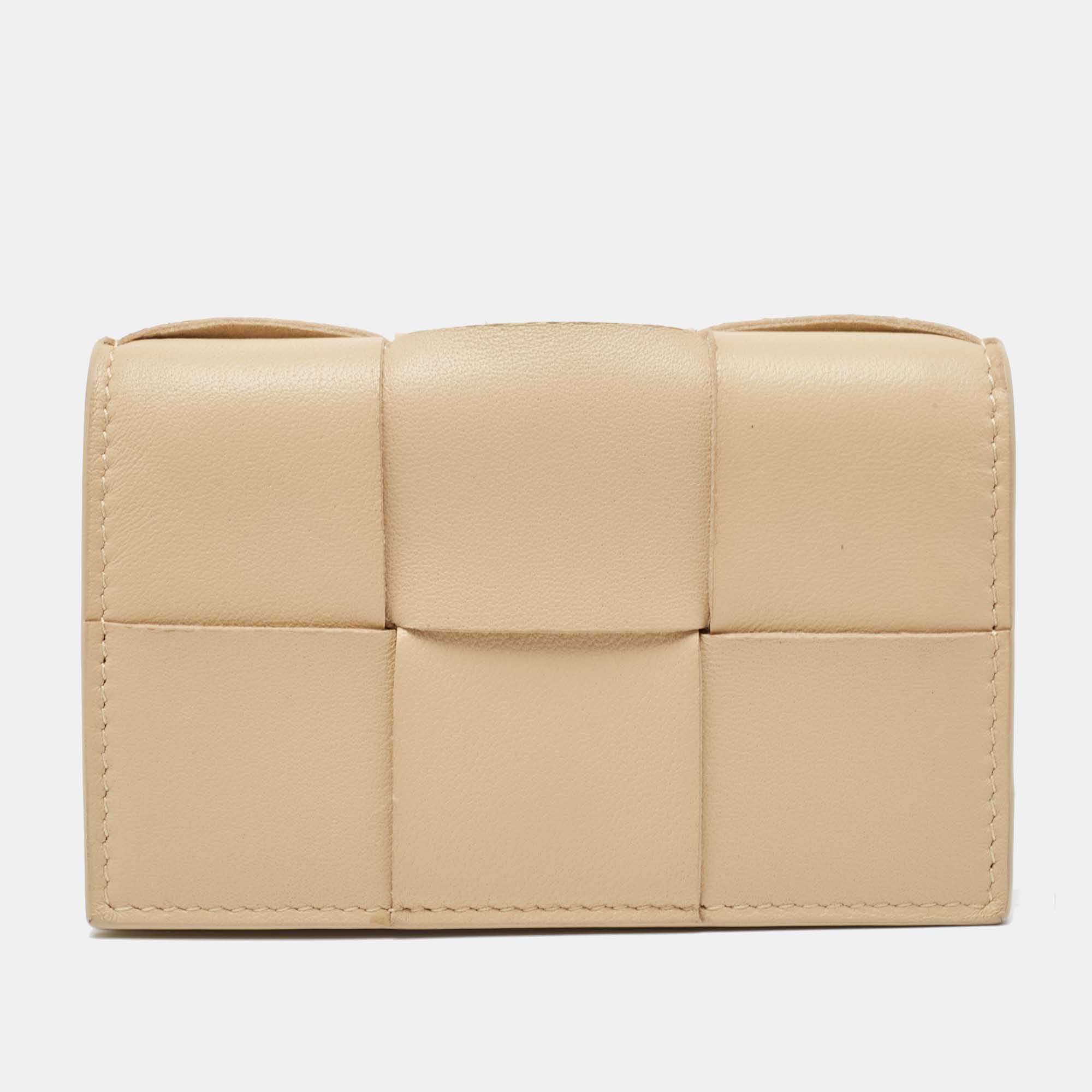 Bottega Veneta Beige Intrecciato Leather Cassette Business Card Case, Wallets & Money Clips - Luxury Closet catalog