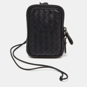 Bottega Veneta Black Intrecciato Leather Zip Strap Pouch, Wallets & Money Clips - Luxury Closet catalog