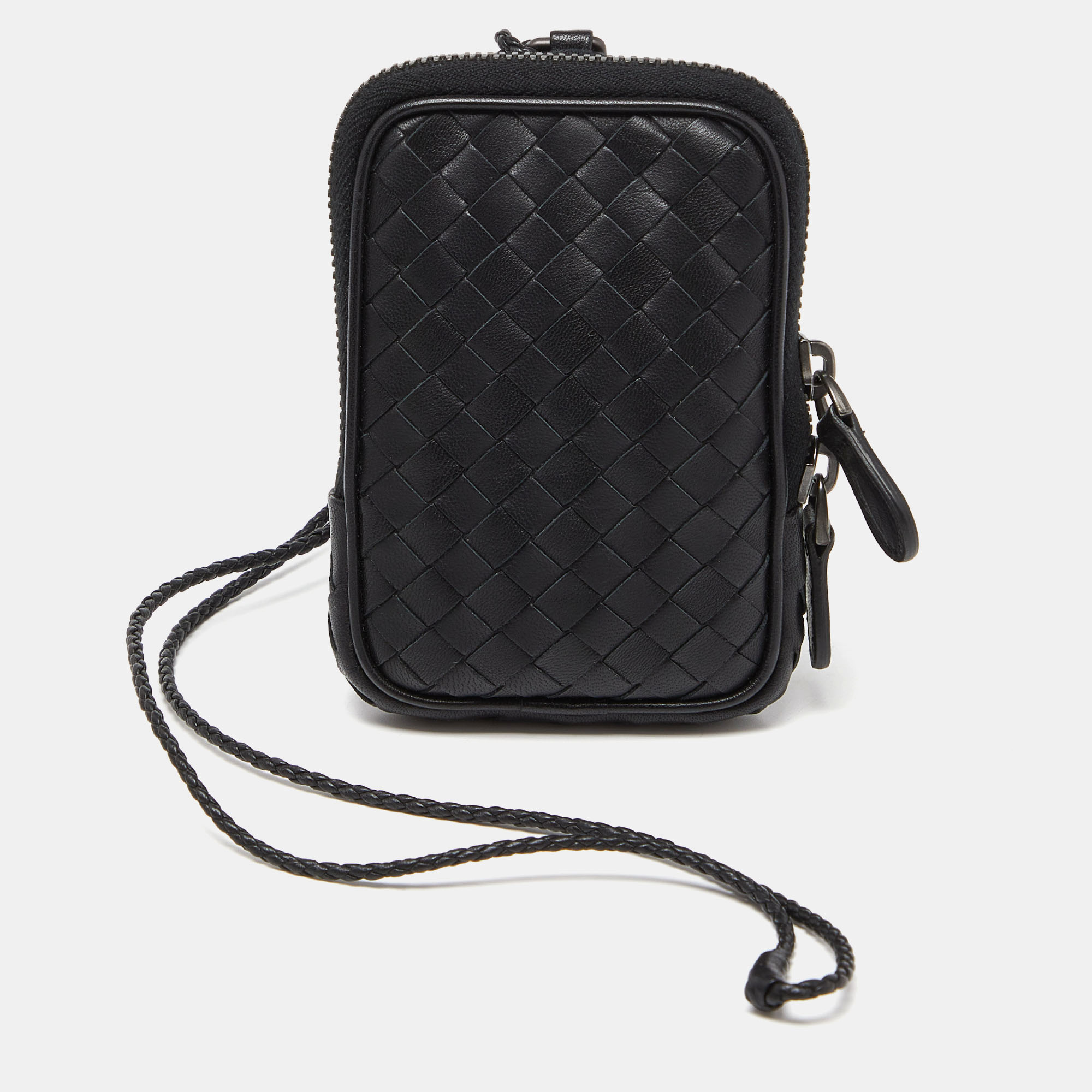 Bottega Veneta Black Intrecciato Leather Zip Strap Pouch, Wallets & Money Clips - Luxury Closet catalog