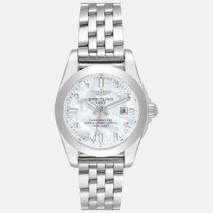 Breitling Mother Of Pearl Diamond Stainless Steel Galactic W72348 Quartz Women's Wristwatch 29 mm, Watches - Luxury Closet catalog