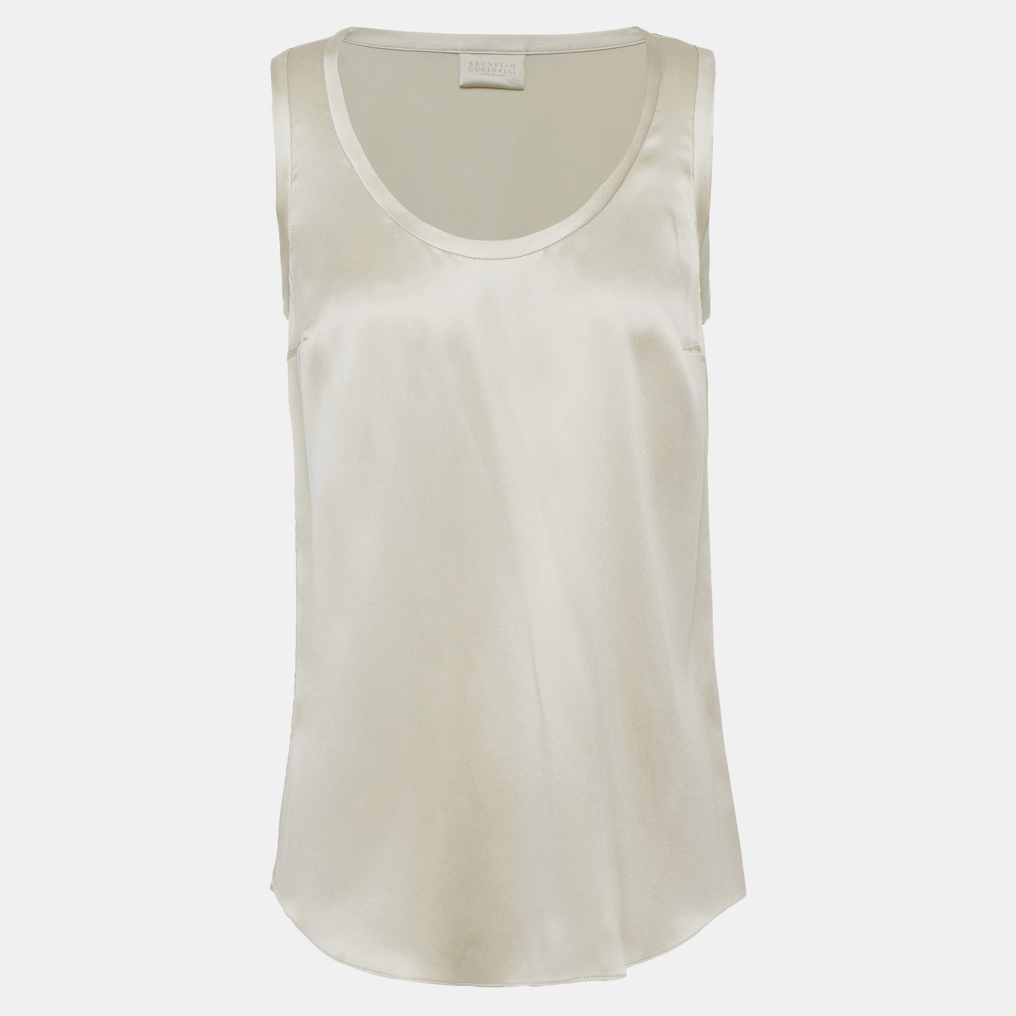 Brunello Cucinelli Sage Green Silk Sleeveless Top XL, Shirts & Tops - Luxury Closet catalog