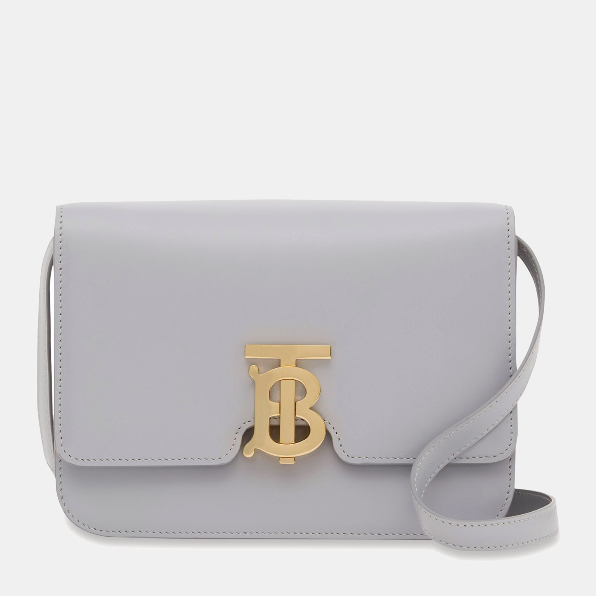 Burberry Grey Leather Small TB Crossbody Bag, Shoulder Bags - Luxury Closet catalog
