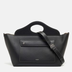 Burberry Black Leather Medium Soft Pocket Tote, Tote Handbags - Luxury Closet catalog