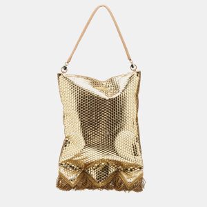 Burberry Gold Bullion Fringing Paillette-Embellished Satin Flag Bag, Tote Handbags - Luxury Closet catalog