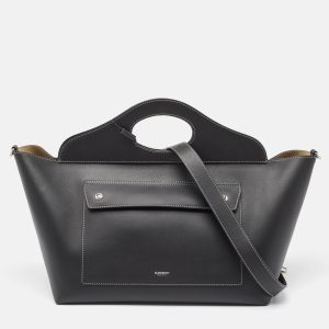 Burberry Black Leather Medium Soft Pocket Tote, Tote Handbags - Luxury Closet catalog