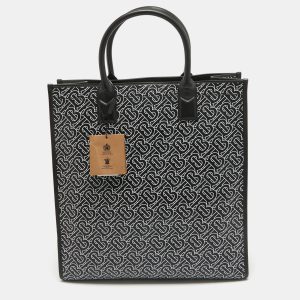 Burberry Black/White TB Logo Leather Vertical Danny Tote, Tote Handbags - Luxury Closet catalog