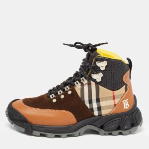 Burberry Multicolor Leather and Suede Tor Hiking Boots Size 36.5, Boots - Luxury Closet catalog