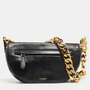 Burberry Black Soft Leather Small Olympia Shoulder Bag, Shoulder Bags - Luxury Closet catalog
