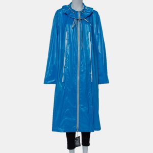 Calvin Klein Blue Synthetic Zip Front Oversized Rain Overcoat M, Coats & Jackets - Luxury Closet