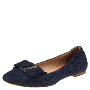 CH Carolina Herrera Blue Lace And Fabric Bow Loafers Size 38, Loafers & Slip-Ons - Luxury Closet catalog