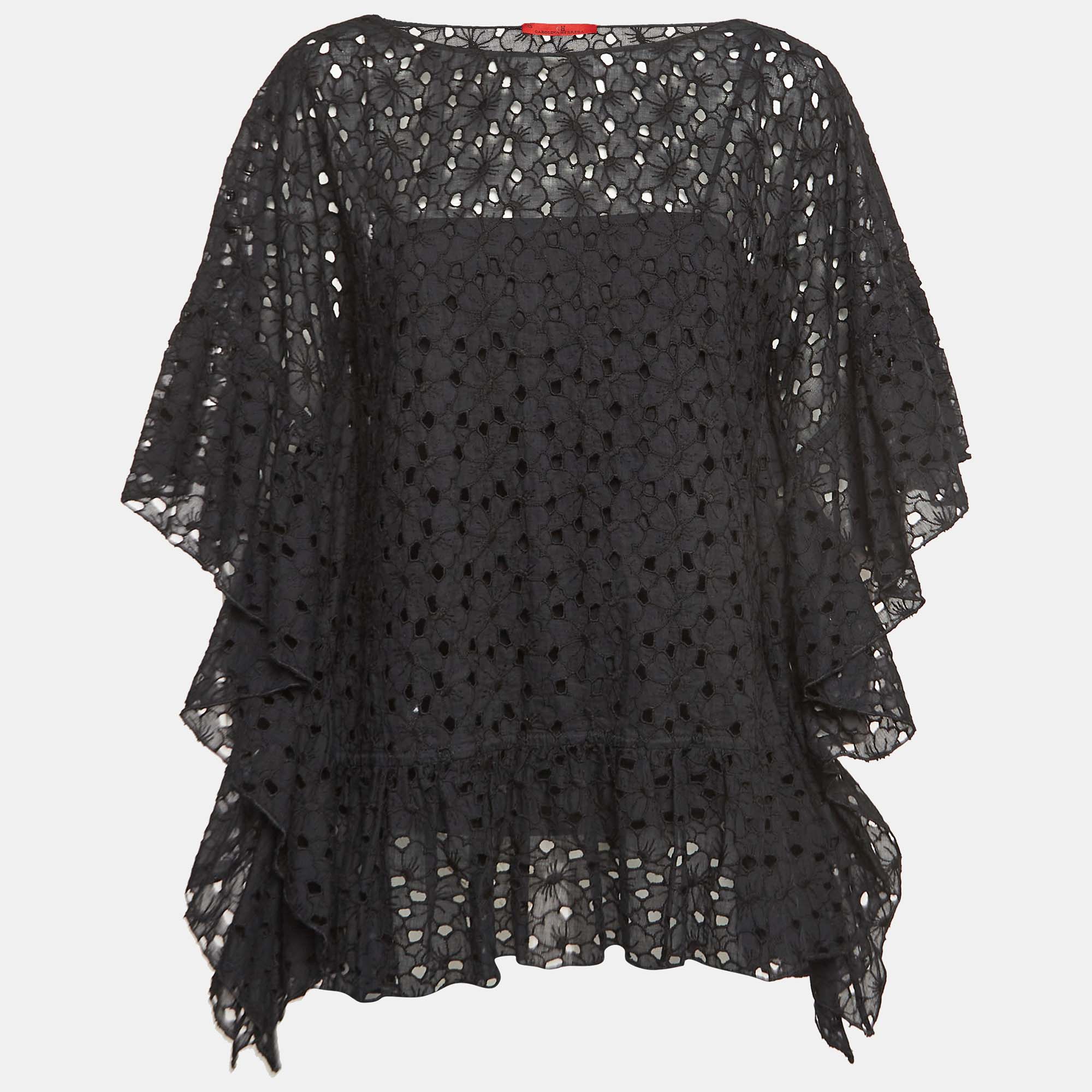 CH Carolina Herrera Black Floral Lace Oversized Kaftan Top XS, Shirts & Tops - Luxury Closet