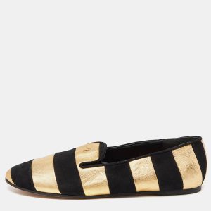 CH Carolina Herrera Black/Gold Leather and Suede Smoking Slippers Size 37, Loafers & Slip-Ons - Luxury Closet catalog