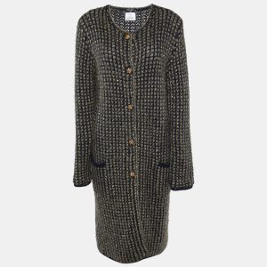Chanel Black/Metallic Lurex Knit Buttoned Long Cardigan Coat L, Sweaters & Cardigans - Luxury Closet catalog