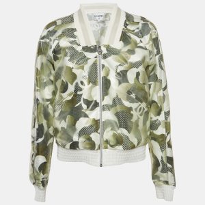 Chanel Dark Green Printed Synthetic Vinyl Bomber Jacket M, Coats & Jackets - Luxury Closet