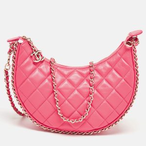 Chanel Pink Quilted Leather CC Moon Bag, Hobo Handbags - Luxury Closet catalog