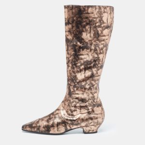 Chanel Metallic Leather Pointed Toe Knee Length Boots Size 40, Boots - Luxury Closet catalog