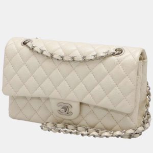 Chanel White Leather Classic Medium Double Flap Shoulder Bag, Shoulder Bags - Luxury Closet catalog
