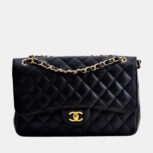 Chanel Jumbo Black Calfskin Caviar Double Flap Bag with GHW, Shoulder Bags - Luxury Closet catalog