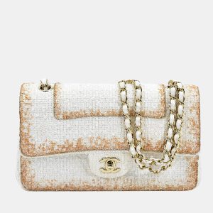 Chanel White Canvas Medium Wool Double Flap Bag, Shoulder Bags - Luxury Closet catalog