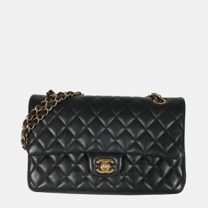 Chanel Black Lambskin Leather Medium Classic Double Flap Shoulder Bag, Shoulder Bags - Luxury Closet catalog
