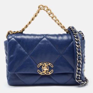 Chanel Blue Quilted Leather Medium 19 Flap Bag, Shoulder Bags - Luxury Closet catalog