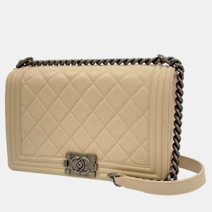 Chanel Beige Leather Medium Boy Shoulder Bag, Shoulder Bags - Luxury Closet catalog